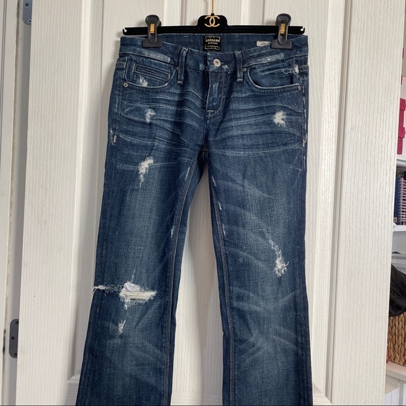 A noname Jean Joelle Boot Cut Jeans Frayed destroyed Faded Denim Size 6 Like New - Picture 3 of 9